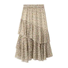 Джинсовая юбка с завышенной талией, Юбка-миди в европейском и американском стиле, новинка года, Женская Милая юбка с оборками и высокой талией