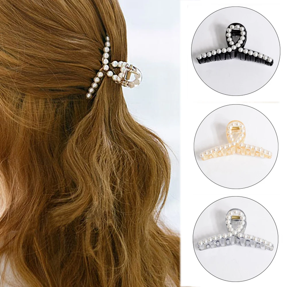 

Pearls Hair Ornaments For Women Hairpins Hair Clip Rhinestone Crab Hair Claws Fashion Styling Tools Hair Accessories Headwear