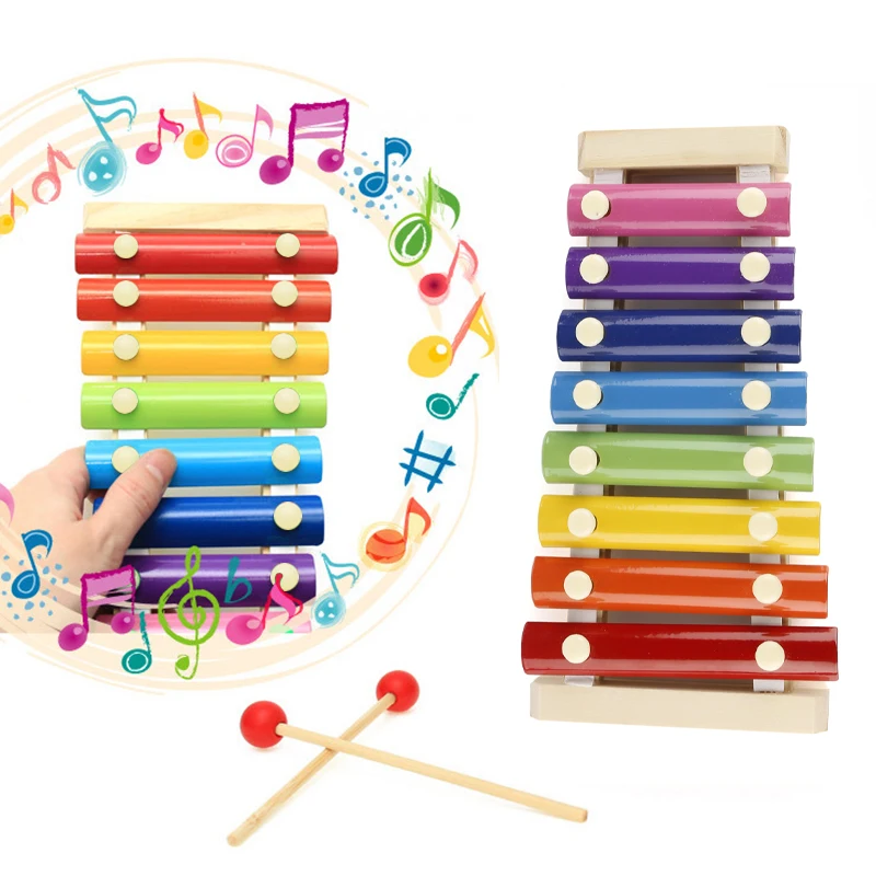 Красочный обучающий деревянный ксилофон для детей, детские музыкальные игрушки ксилофон, 8 нот, музыкальный инструмент, обучающий