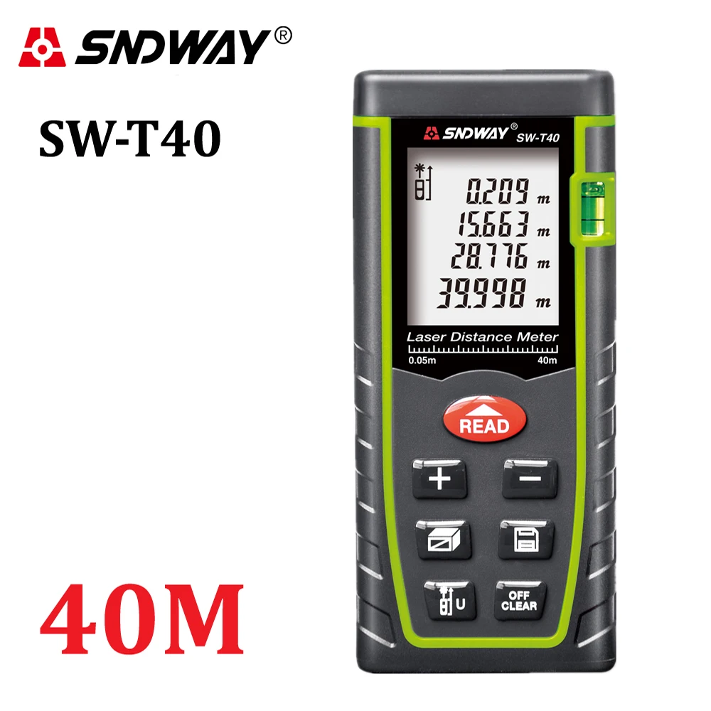 SNDWAY 40M Digitale laser-entfernungsmesser 131ft handheld abstand meter trena Laser range finder Bereich-volumen-Winkel band messen werkzeuge SNDWAY 40M Digitale laser-entfernungsmesser 131ft handheld abstand meter trena Laser range finder Bereich-volumen-Winkel band messen werkzeuge