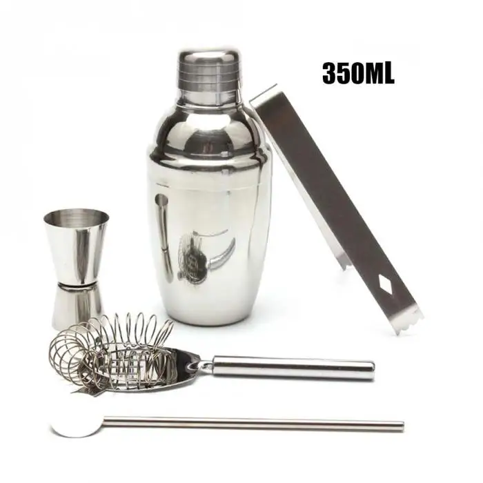 High Quality 5pcs/set Stainless Steel Cocktail Shaker Drink Mixer Clip Bartender Tools Kit VE