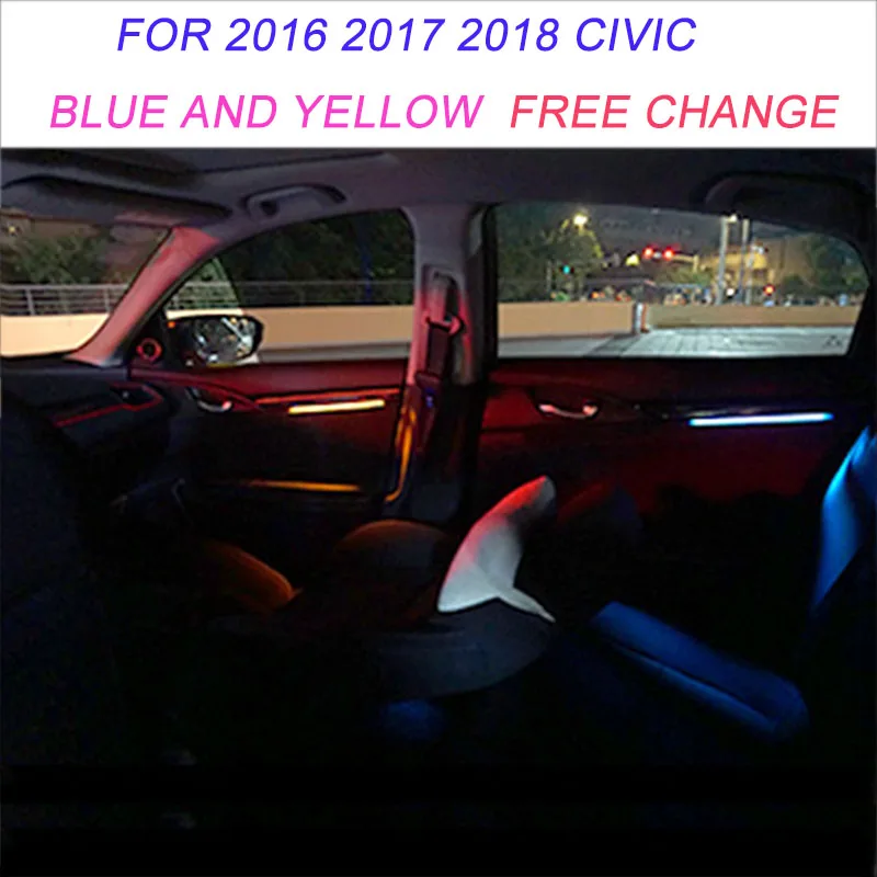 

2 COLORS 4PCS DECORATIVE STRIP LIGHT FOR 2016 2017 2018 CIVIC INTERIOR MOOD LIGHTING AMBIENT ATMOSPHERE LIGHT