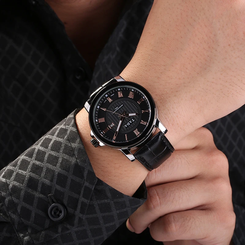 Genuine Leather band TADA Brand Men s Fashion Wastches Japan Movement 3ATM Waterproof Watches Fashion designer