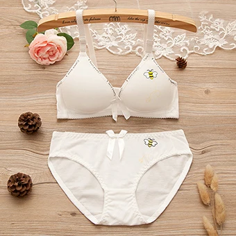 Butterfly Printed Нижнее белье для девушек, комплект с бюстгальтером, хлопковый спортивный комплект с бюстгальтером для девочек, мягкий бюстгальтер с бесплатной регулировкой, нижнее белье, детская одежда - Цвет: Butterfly Printed