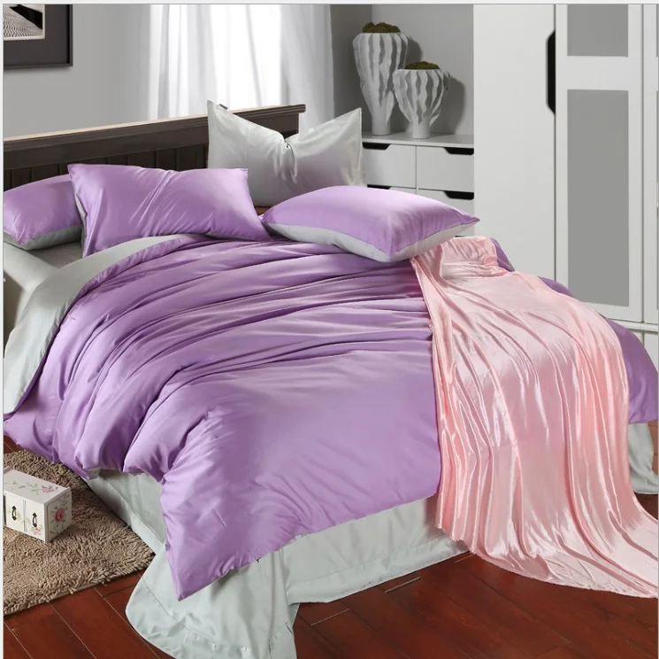 Buy Luxury Silk Tencel super soft bedding set 4pcs(1 duvet cover 1 flat sheet 2