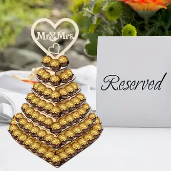 

Wooden Chocolate Display Stand Heart-shaped 3D Dessert Stand for Wedding Party Home Decoration