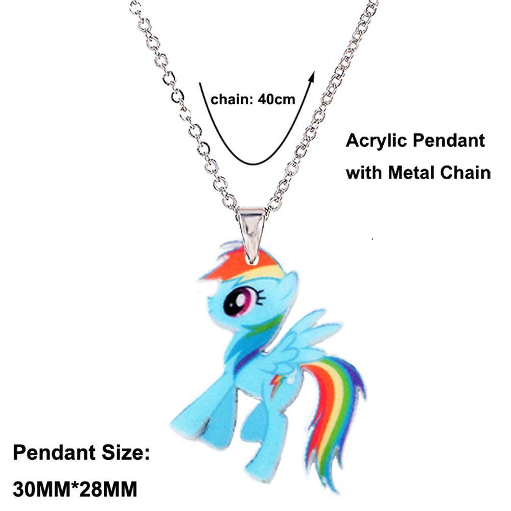 Menglina Fashion Cute Cartoon Horse Acrylic Pendant Necklace For Children Silver Tone Chain Resin Flatback Children's Jewelry Menglina Fashion Cute Cartoon Horse Acrylic Pendant Necklace For Children Silver Tone Chain Resin Flatback Children's Jewelry