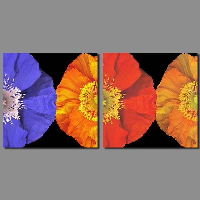 colorful flowers picture decoration blue orange paper flower canvas paper flower canvas art