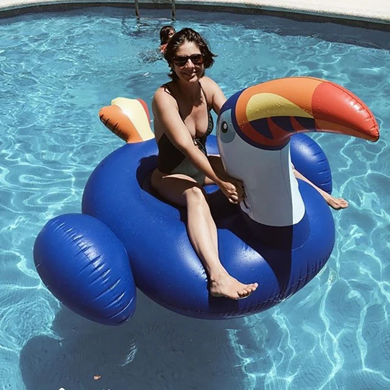

200cm Giant Inflatable Toucan Pool Float 2018 New Blue Ride-On Pelican Inflatable Swimming Ring Water Mattress Summer Water Toys