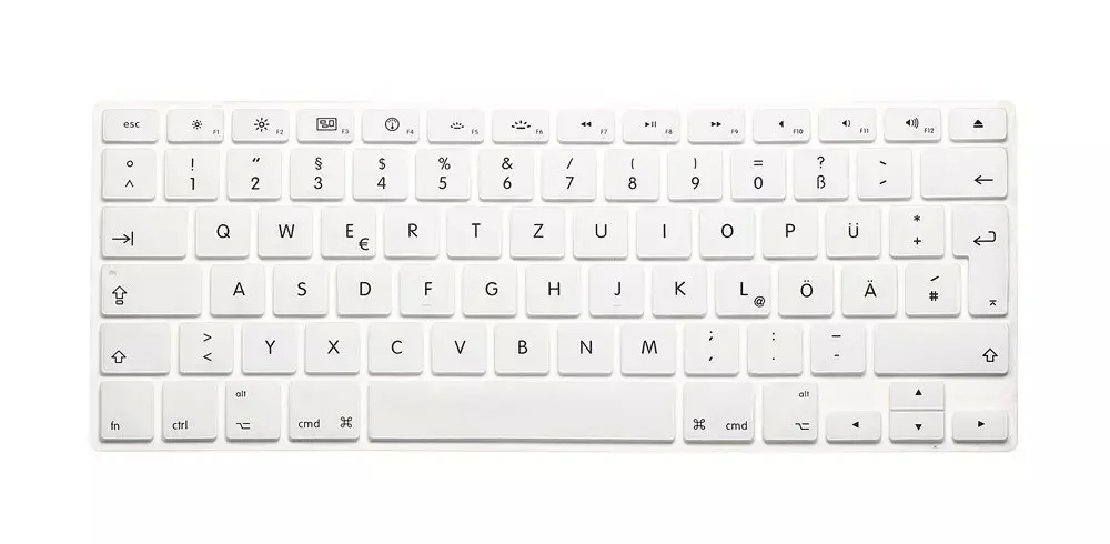 Для Mac Book 13 15 Qwertz кожаные чехлы для ноутбука европейские немецкие буквы клавиатуры протектор для Macbook Air Pro retina 1" 15" 17" - Цвет: White