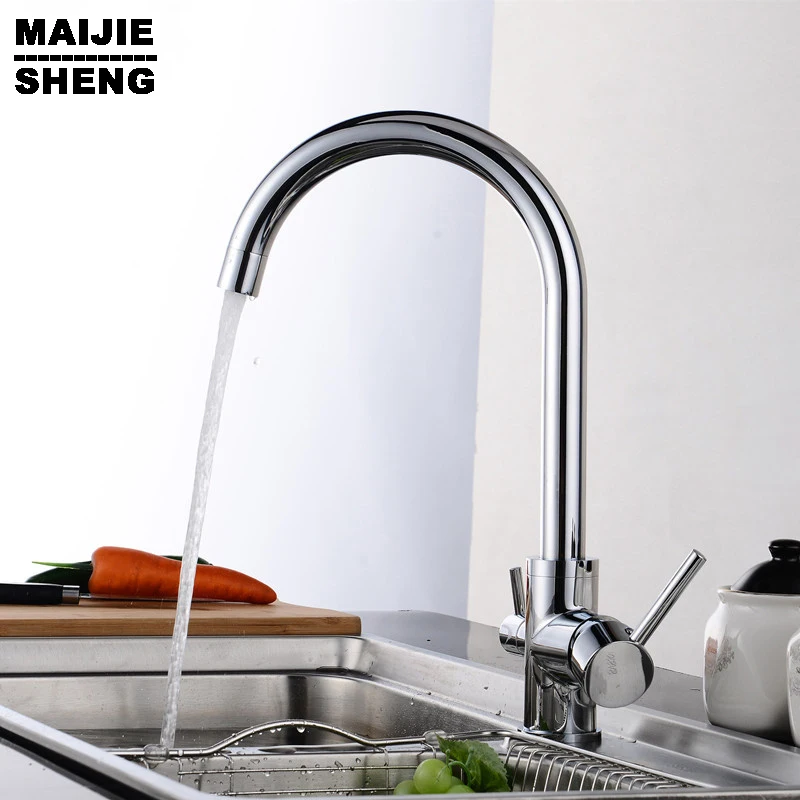 3 Way Double Function Filler Kitchen Faucet Three Way Tap For Water Filter Mixer Solid Brass Chrome Water Kitchen Faucet