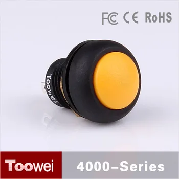 

12mm yellow head mini reset and locking waterproof pushbutton switch for electrical control system