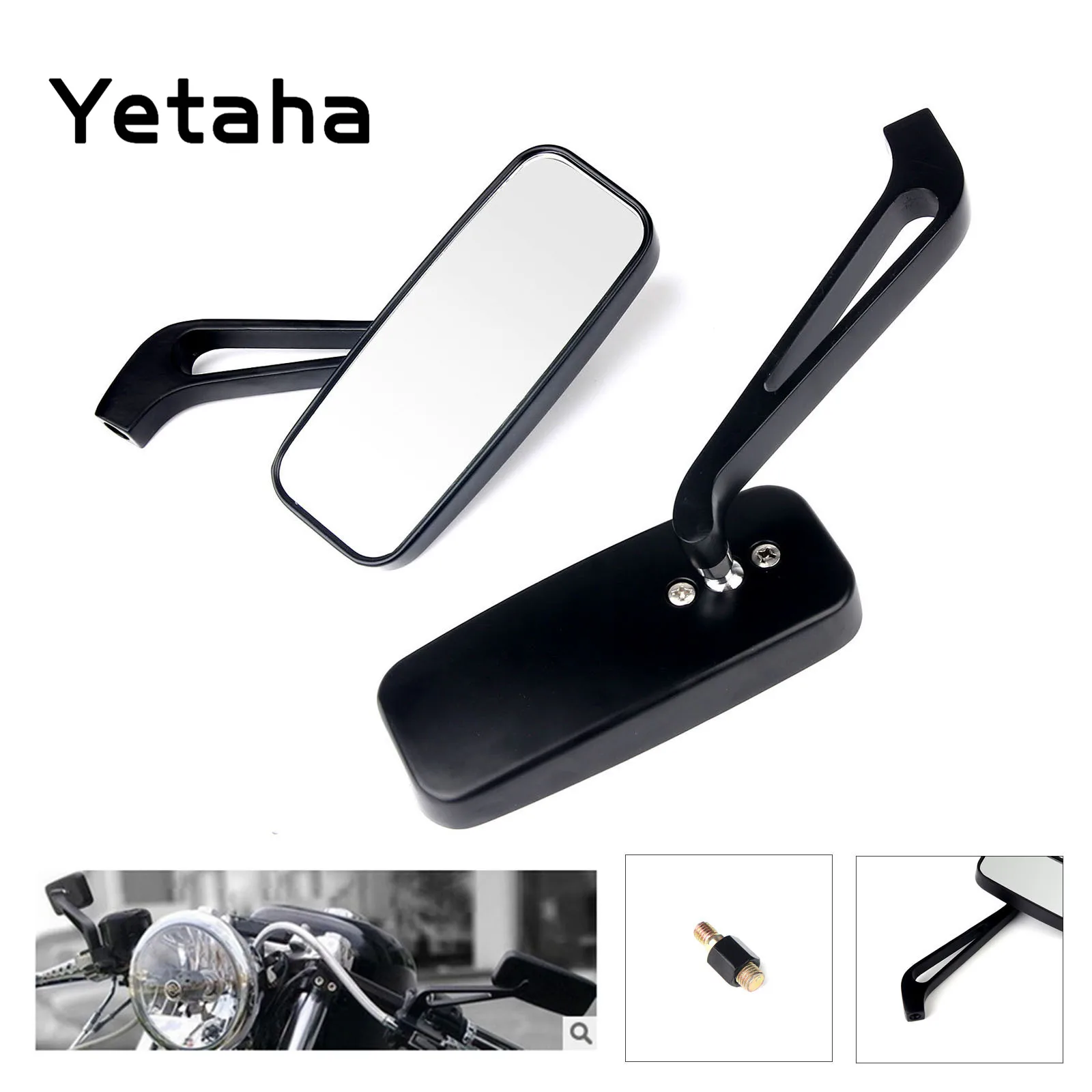 

Yetaha Universal Motorcycle Chopper Mirrors Aluminum Rear View Side Mirror For Honda Yamaha Suzuki Kawasaki 8mm/10mm