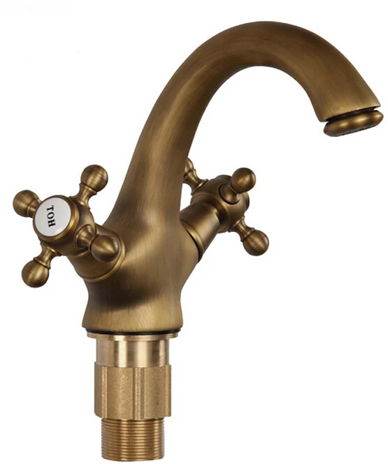 Bathroom faucet antique bronze brass basin sink mixer tap double
