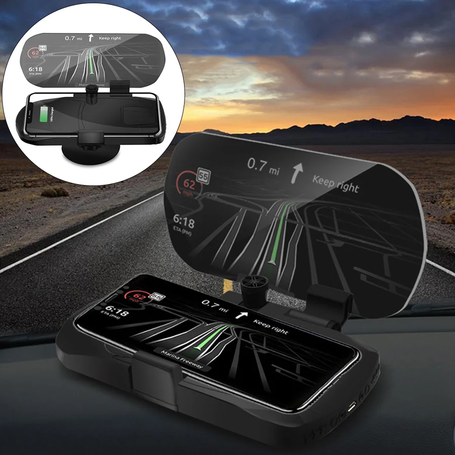 

Car HUD Wireless Charger for iPhone X XS MAX XR Head Up Display Projector Bracket Universal Wireless Charging for Huawei Samsung
