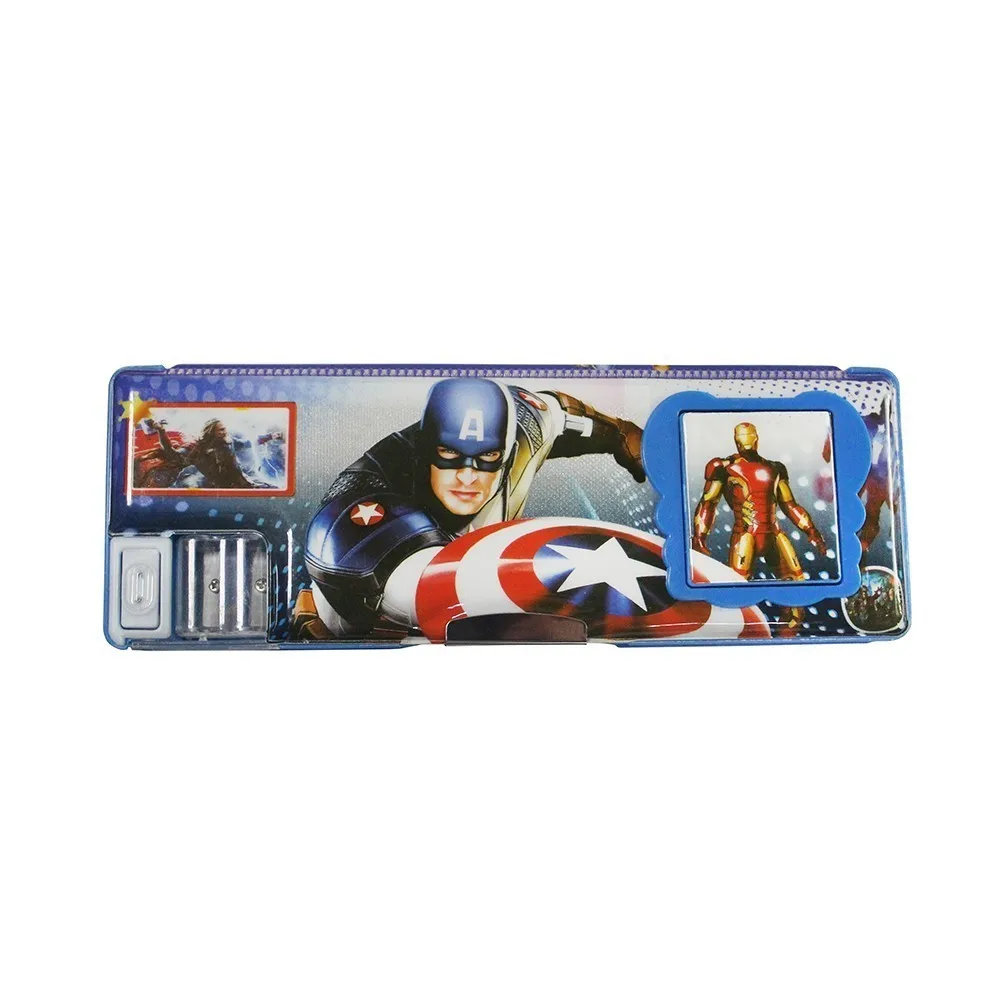 Горячая Прочный мультфильм творческий канцелярский ящик многофункциональный двойной детский чехол две точилки для карандашей Калькулятор лучший - Цвет: Captain America