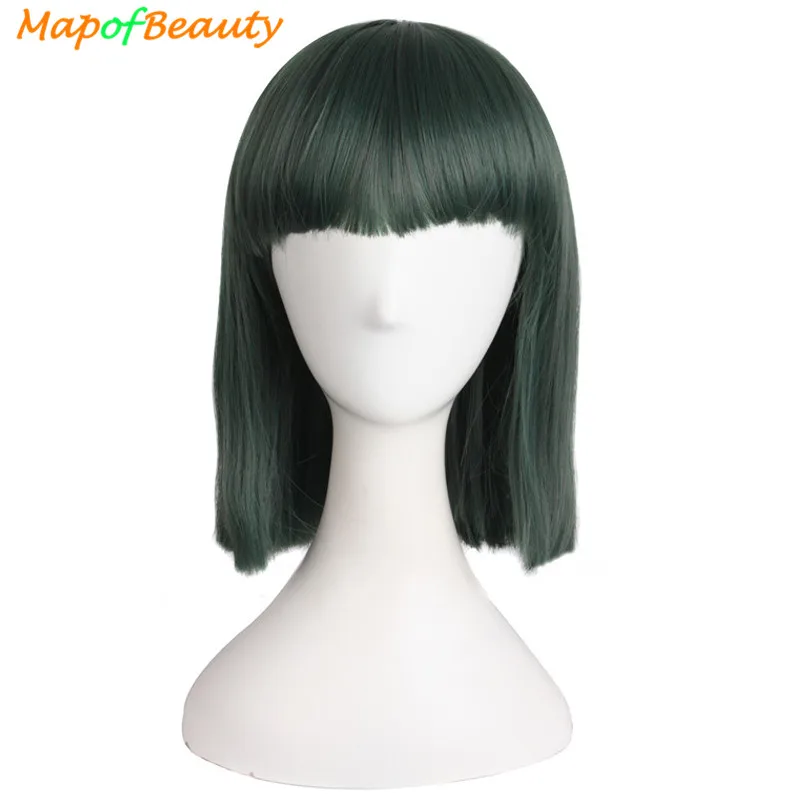 

MapofBeauty Cosplay Wig Short Straight Wigs For Women Spirited Away Costume Party Green Heat Resistant Natural Synthetic Hair
