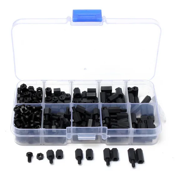

300pcs M3NH1 M3 Nylon Screw Hex Screw Nut Nylon PCB Standoff Assortment Kit