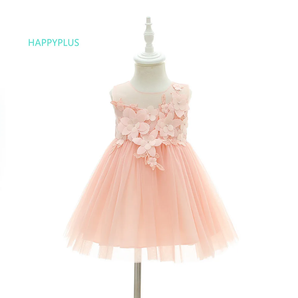 HAPPYPLUS/От 1 до 2 лет платье для маленьких девочек на день рождения с цветочным рисунком; свадебное платье принцессы для маленьких девочек; розовое платье для малышей; Одежда для младенцев