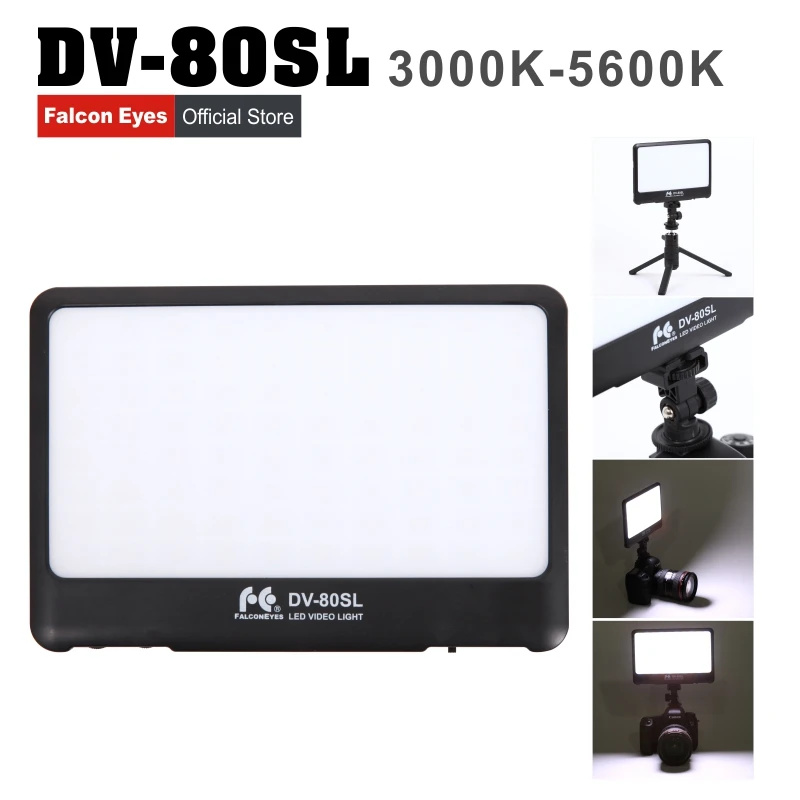 

FalconEyes 15W Portable Super Slim LED Fill LIGHT for camera or camcoder 80pcs LEDs with BB-6 AA Battery Empty Case DV-80SL