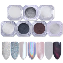 1 коробка зеркальная Порошковая голографическая Лазерная Радужная пудра цветной сахарный блеск для ногтей 3D кошачий глаз магнит для ногтей Пылезащитный УФ гель пигмент