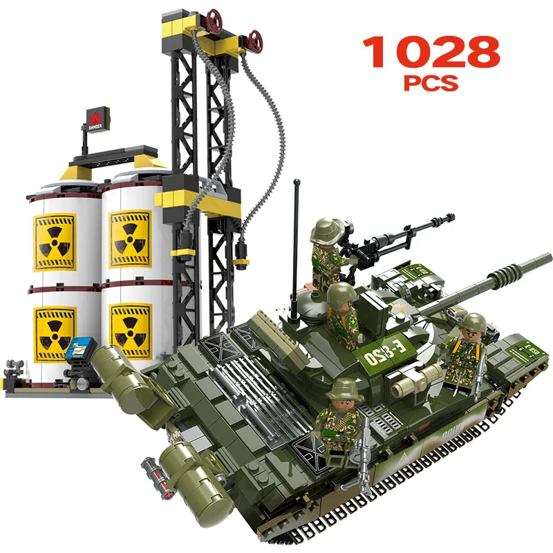 

1028pcs Military Series T-72 Main Battle Tank Compatible WW2 Tank Army Soldier Building Blocks Toy for Children Gifts