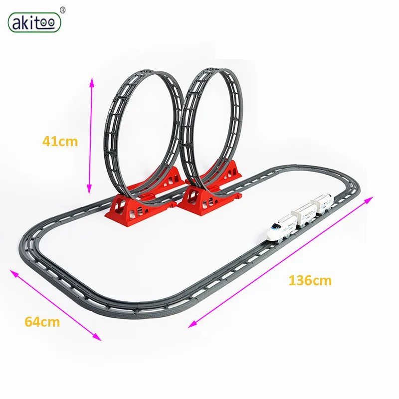 Akitoo двухслойный Паровозик с номером гармонии, игрушечный автомобиль с высокоскоростным рельсовым автомобилем, семейная модель, электрическая модель, подарки#1013