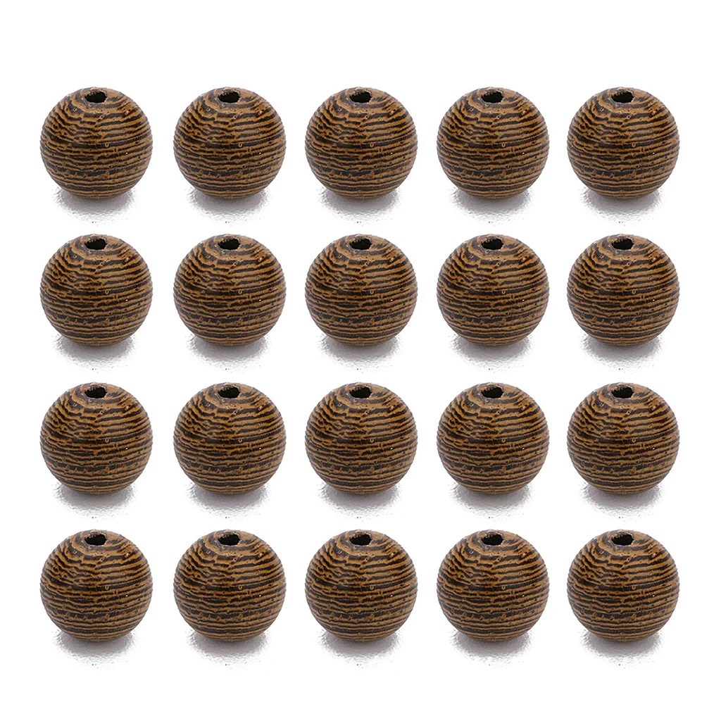 100x Natural Wood Grain Pattern Unpainted Round Wooden Beads 100pcs Bulk Sale For DIY Jewelry