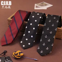 Мода для мужчин s бизнес галстук рубашка аксессуары британский стиль шеи галстук мужской узкий галстук свадебные галстуки полиэстер черный горошек