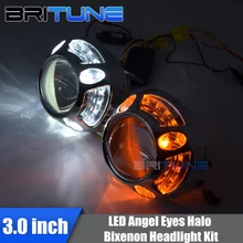 3,0 HID Биксеноновые Проекционные линзы, аксессуар с сигналом поворота, светодиодный Ангел глаз, DRL Halo Кольцо, кожухи для H4 H7 автомобилей, фары, тюнинг