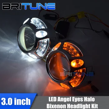 

Bixenon Lenses For Headlights Angel Eyes 3.0 inch Projector Lens Turn Signal Halo H1 HID LED H4 H7 Car Lights Accessories Tuning