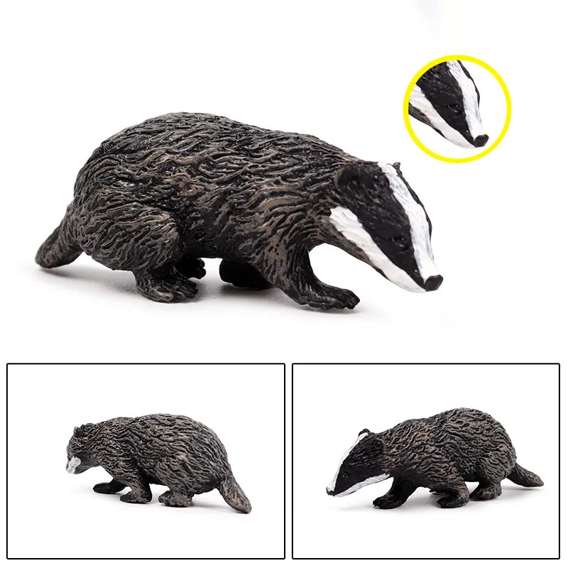 Simulation Forest Wild Animal Model One Piece Badger Wolverine Anteater Beaver Bear Action Figure PVC Toy Figurine Gift for Kids