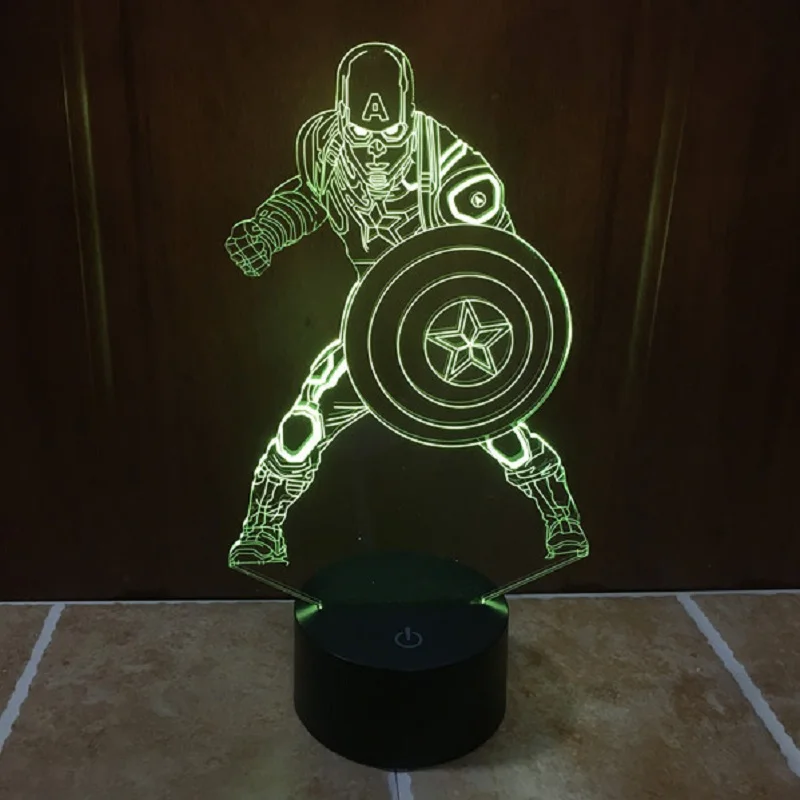 7 color change Captain America USB LED 3D Night Light with touch Sensor Creative Christmas Gifts