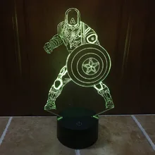 7 color change Captain America USB LED 3D Night Light with touch Sensor Creative Christmas Gifts Table Desk Lamp light IY803404
