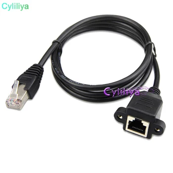 

50pcs 30cm 60cm 100cm Screw panel mount RJ45 Cat5 male to female Ethernet LAN Network extension Cable with screws