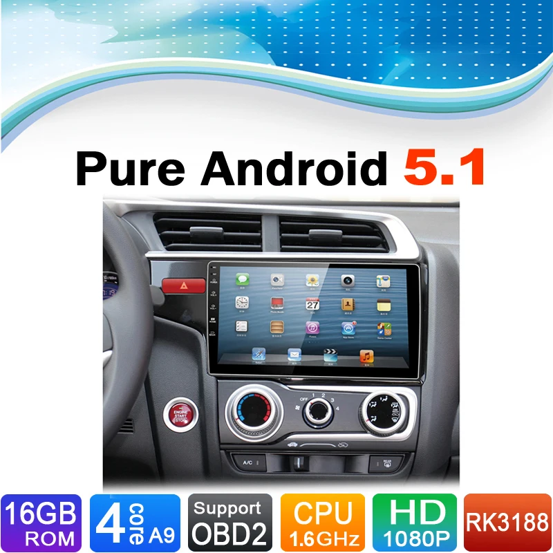 Excellent Android 5.1.1 System,16 GB Flash,4 Core,HD 1024X600,Car DVD Radio Player Auto Media Stereo for Honda Fit 2015 Support 3G,WiFi 0