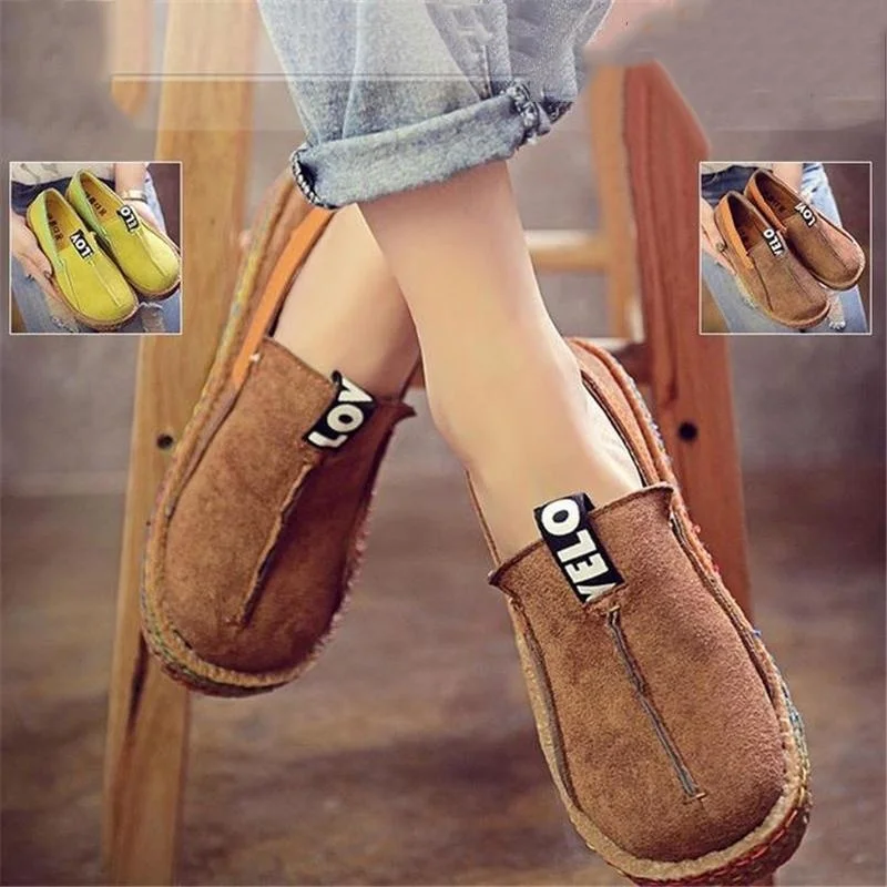 

Masorini Flock Flat Shoes Women Round Toe Breathable Ladies Flats Spring Autumn Comfortable Shallow Slip-on Sole Shoes W-510