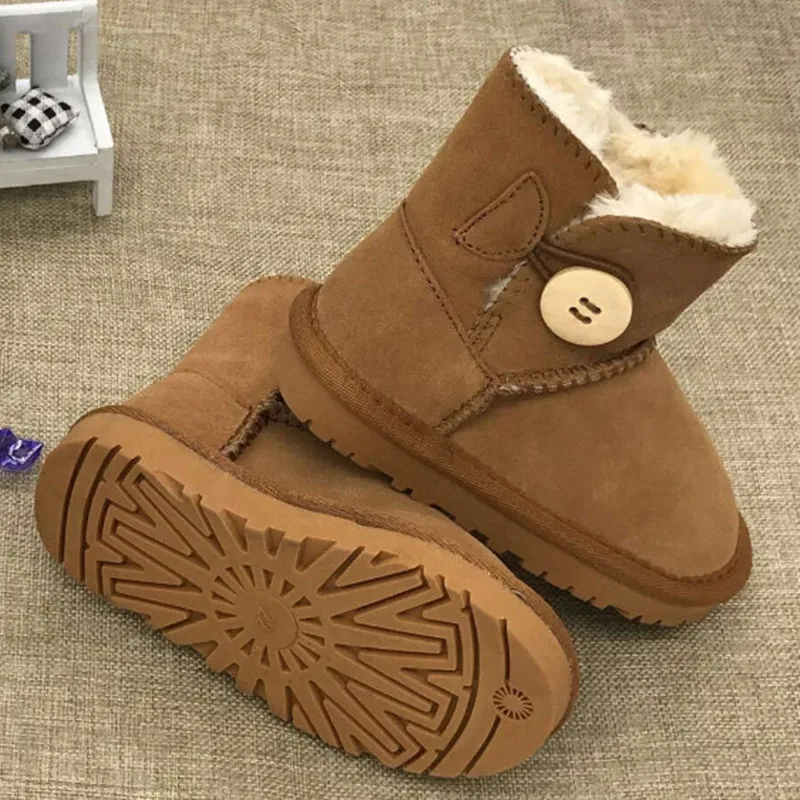

Australia Brand Plush Kids Boys Shoes Winter Fashion Child Girls Snow Boots Shoes Warm Genine Leather Fur Toddler Boy Ankle Boot