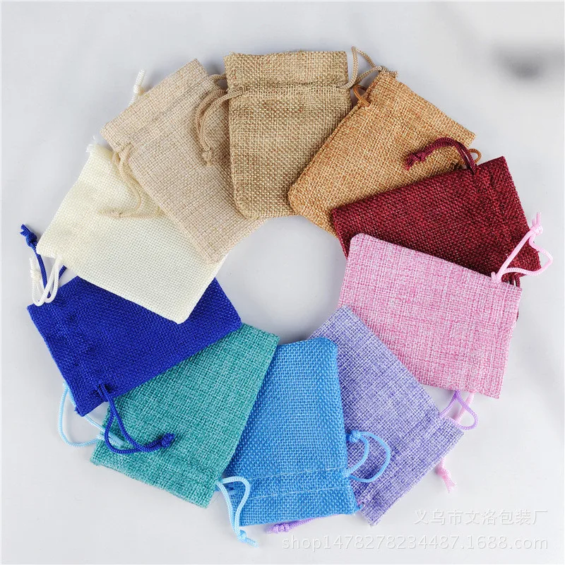 

20pcs Different Color environment-friendly gunny bags 7*9cm/10x14cm/13x18cm/15x20cm cosmetic gunny material package delicate bag
