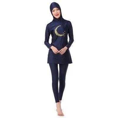 Купальный костюм хиджаба, длинный рукав Moslim купальники ислам Буркини женский исламский скромный костюм Купальники Зеленый Желтый Купальник - Цвет: navy blue Swimwear