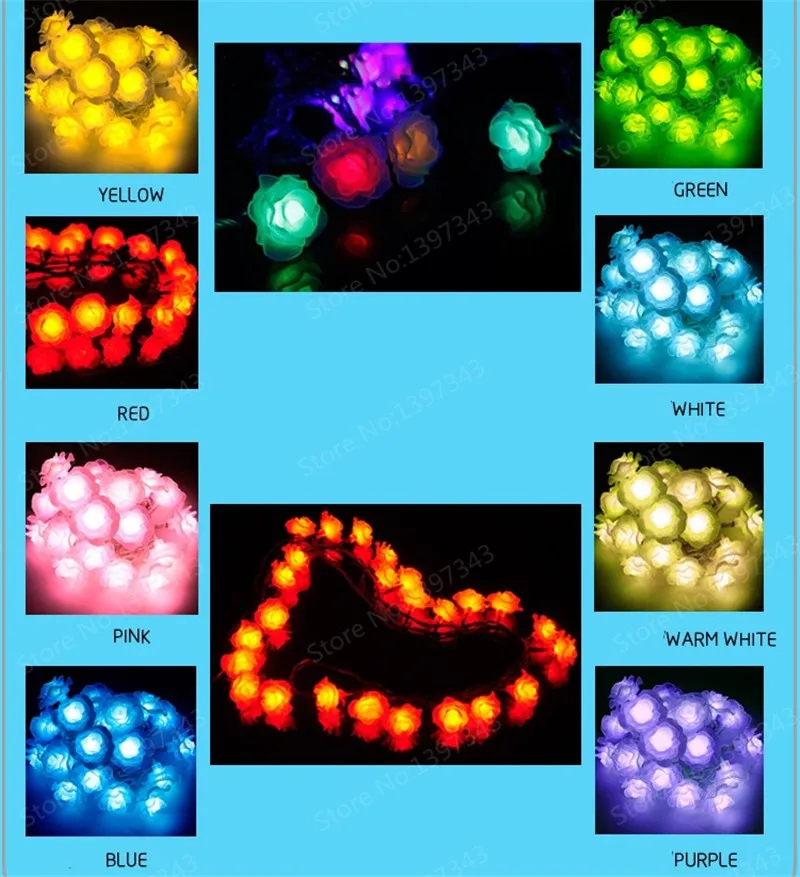 Новый год 10 м розы искусственный свет led цветочный праздник/украшение партии Гирлянды световые для Спальня/свадьба/Рождество дерево h-01