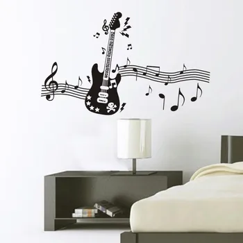 

Free Shipping Music Notes Guitar Wall Sticker Window Sticker Decor Decals Glass Home Decoration Modern Plastic Abstract XU PC