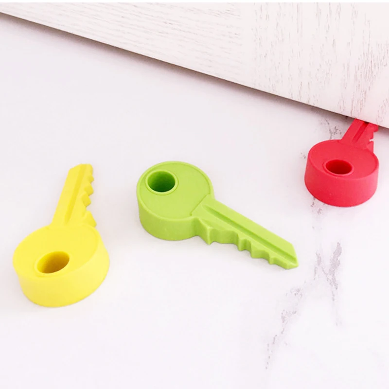 

Hot Silicone Rubber Door Stopper Cute Key Style Home Decor Finger Safety Protection Wedge Kid Baby Safe Doorstop