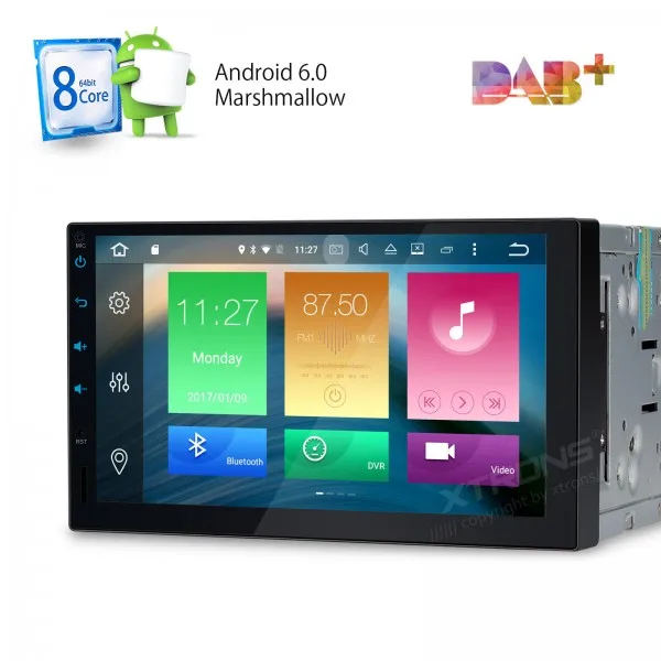 Perfect Newest 2 Din Android 6.0 Eight 8 Octa Core 7"Car Stereo No DVD GPS Navigate 32GB+2G RAM WIFI 4G TPMS DAB+Steering wheel 2