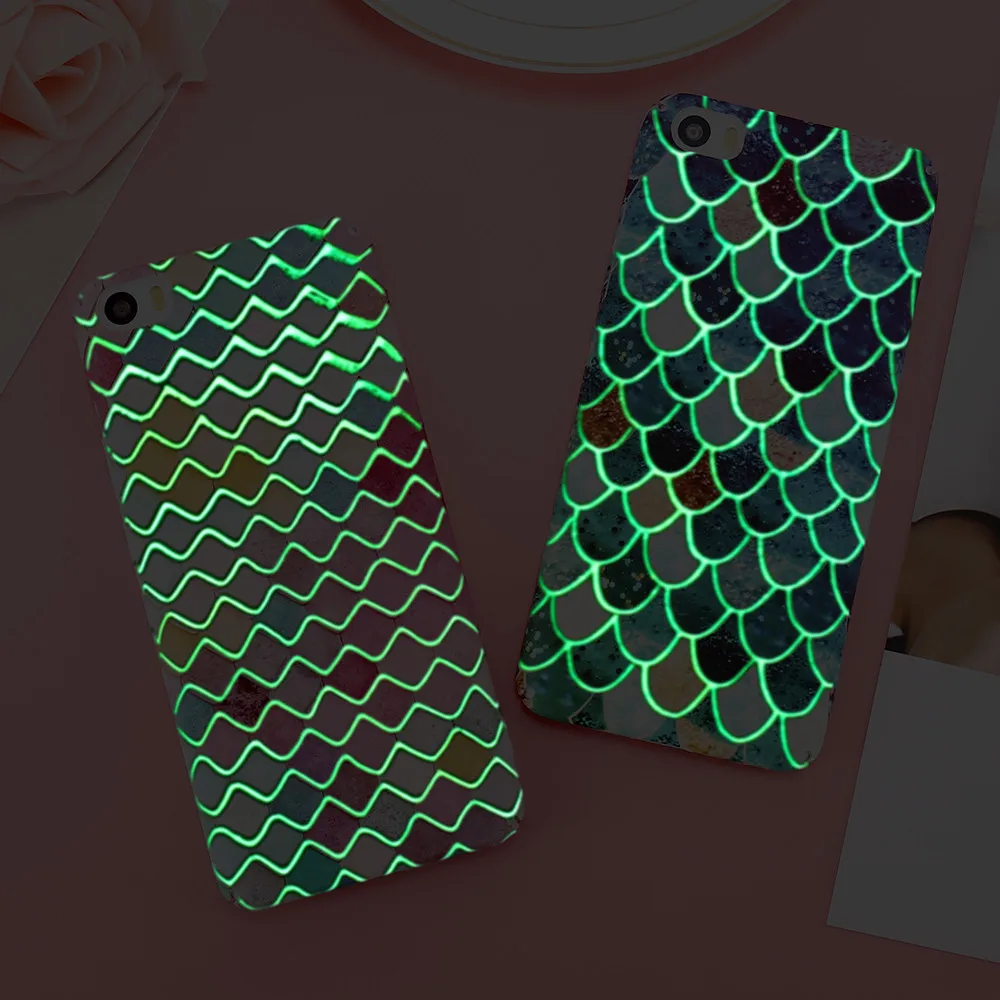 DOEES телефон чехол Shell для Xiaomi 6 Mi6 случае 3D Русалка чешуя светящиеся защитный