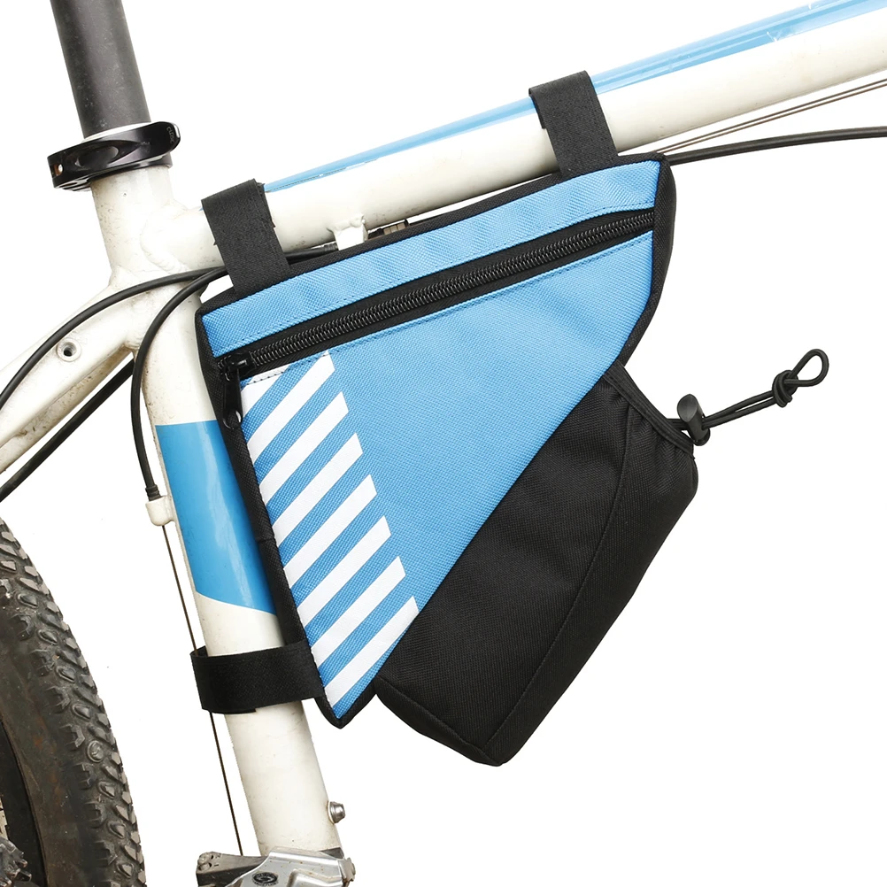 Bike Front Bag Panniers Triangle Cycling Bicycle Bag Pouch Reflective Strip