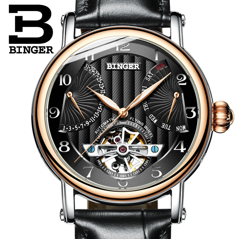 

Switzerland Luxury Brand BINGER Watches Men business sapphire Wateproof Leather strap Clock Mechanical Wristwatches B-1172-5