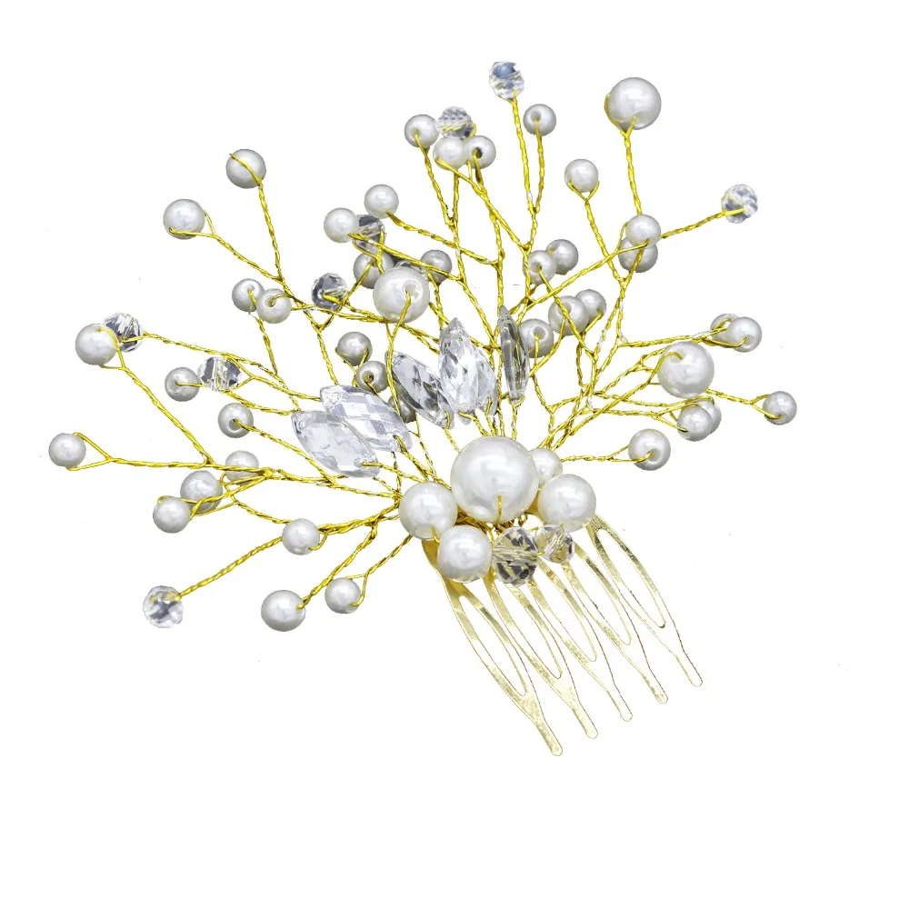 Женские жемчужные расчески для волос Свадебные аксессуары для волос шпилька Стразы тиара свадебные заколки Хрустальная корона для волос невесты ювелирные изделия