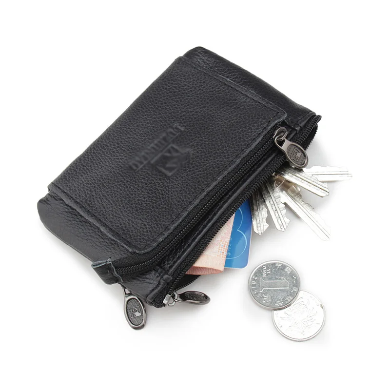 

New Hot Genuine Leather Men's keys wallets unisex car key holder D stype zipper card holders case fashion small coins bag purses