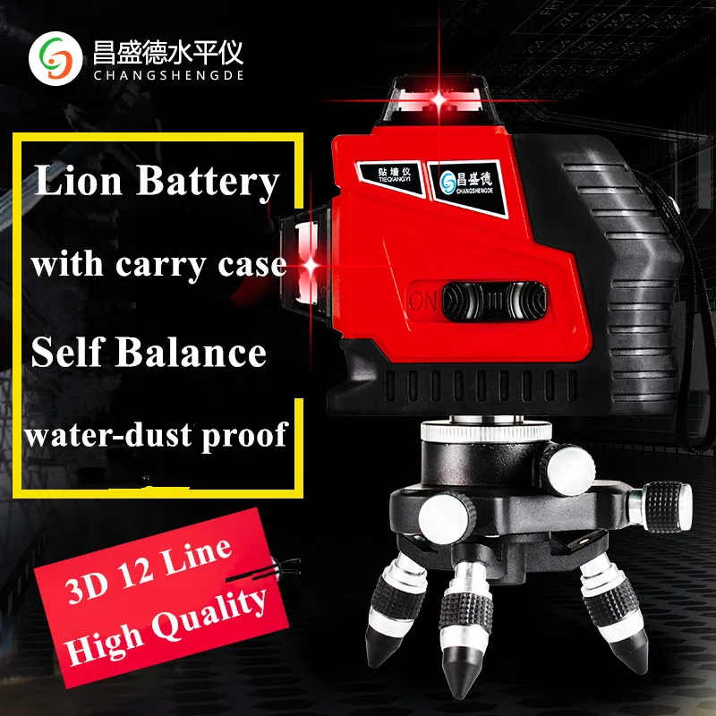 2018 New 12Lines 3D Laser Level Self-Leveling 360 Horizontal And Vertical Cross Super Powerful Red Laser Beam Line